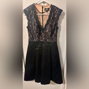 Elegant Black Lace Satin Dress